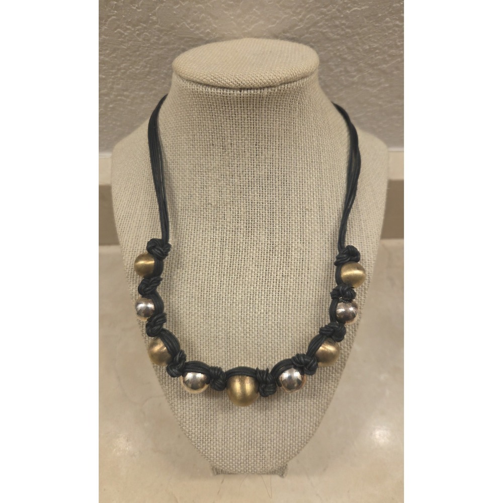 Vintage Arte d'Argento 925 Sterling Silver Ball Bead Cord Necklace Italyβ 17-19"